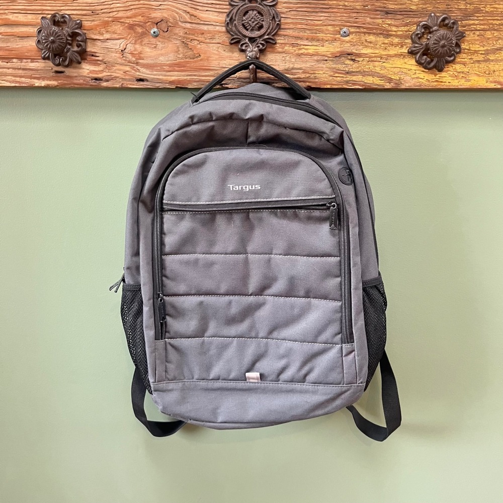 Targus Laptop Backpack Grey Padded Commuter Travel Bag with Mesh Pockets‎ Mens